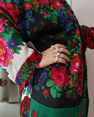 Flowery scarf abaya