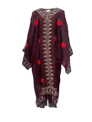 Maroon kaftan with hearts embroidery