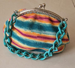 Multi color crochet hand bag