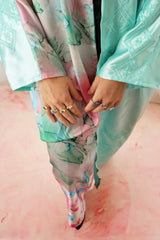 Silk multi color abaya