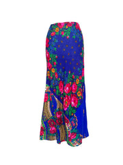 UPCYCLED FLOWERY SCARF-BLUE FLOWY SKIRT