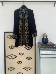 Syriana Brown jacket gold embroidery with black flowers