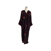 Rose embroidery brown velvet abaya