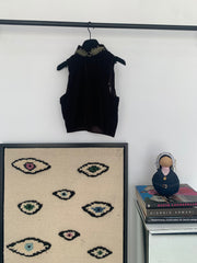 Syriana brown top gold embroidery with black flowers