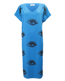 Eye hand blocked blue kaftan