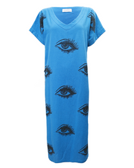 Eye hand blocked blue kaftan