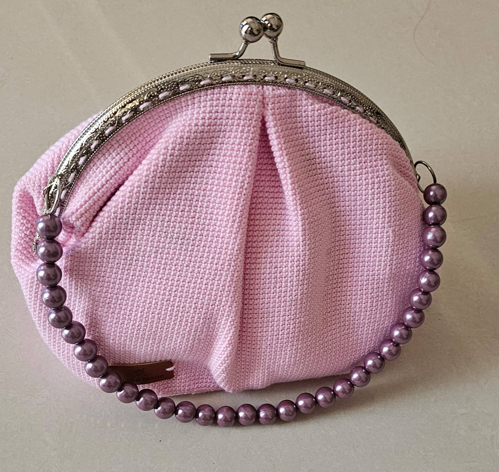 Pink crochet hand bag