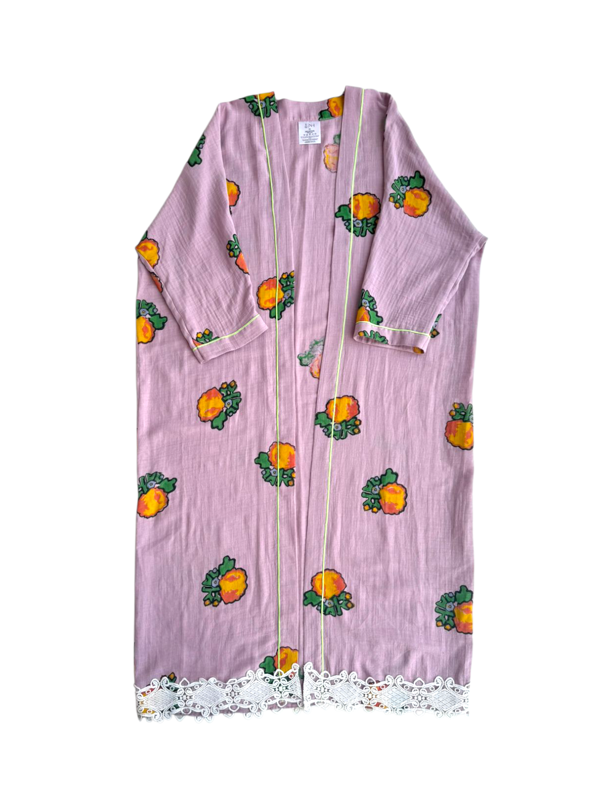 SHALKY HAND BLOCK PRINTED LILAC ABAYA