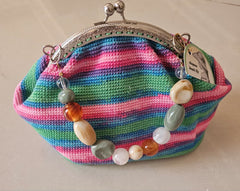 Multi color crochet hand bag