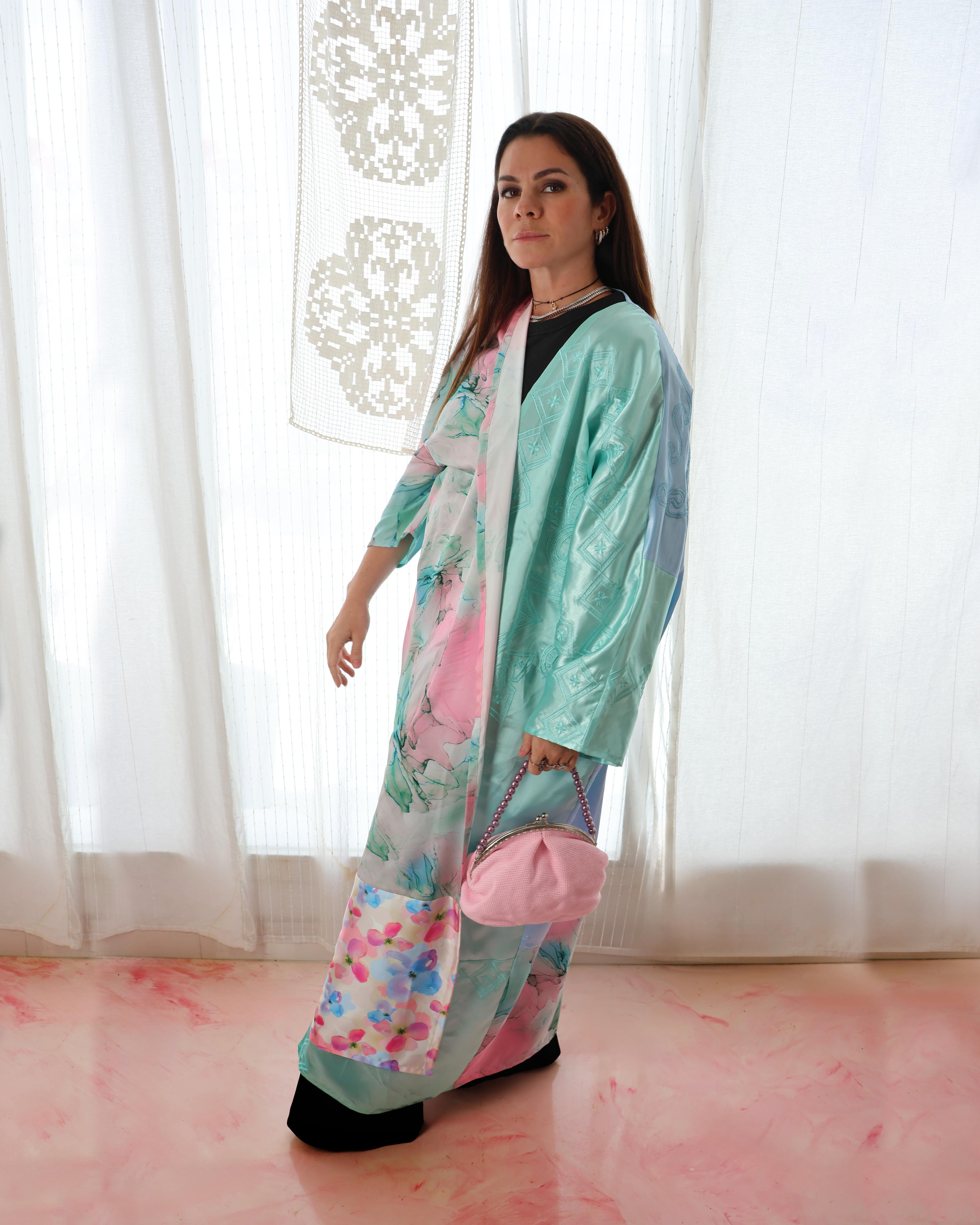 Silk multi color abaya
