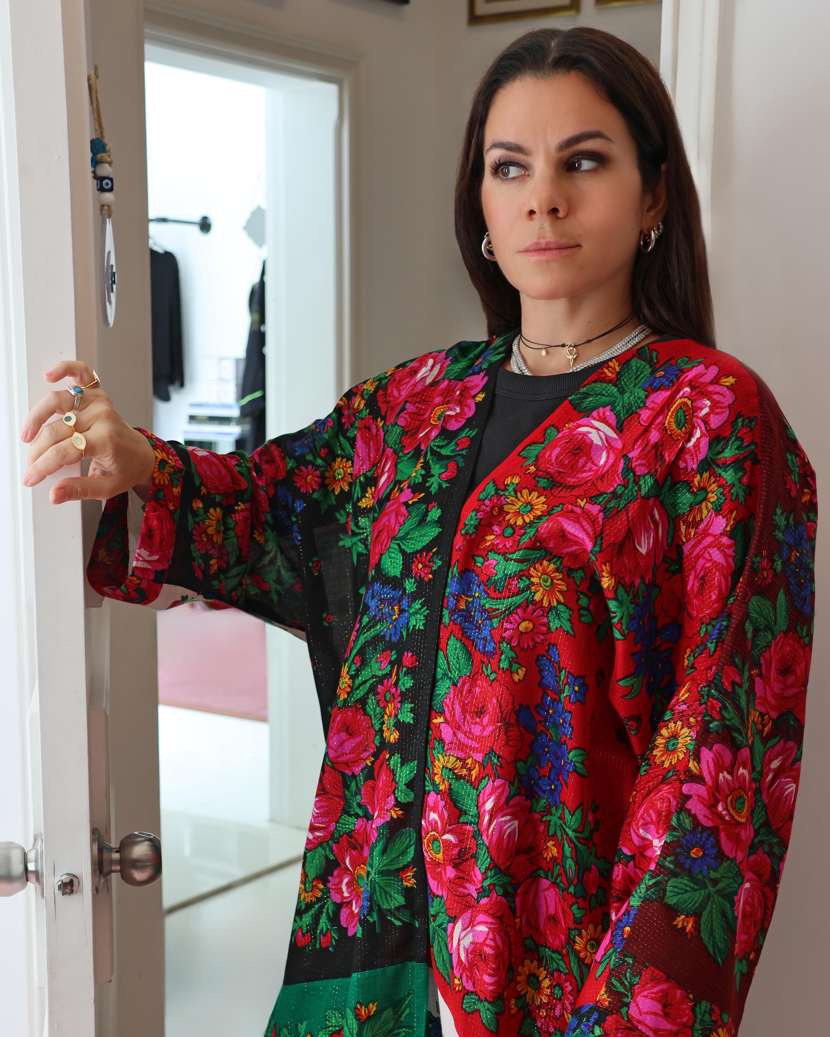 Flowery scarf abaya