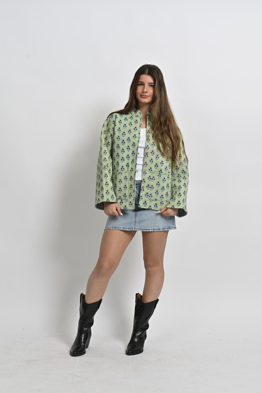 GREEN COTTON JACKET DOUBLE FACED