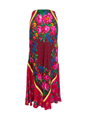 UPCYCLED FLOWERY SCARF MAXI MAROON SKIRT