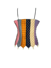 Upcycled vintage tie top with pearls