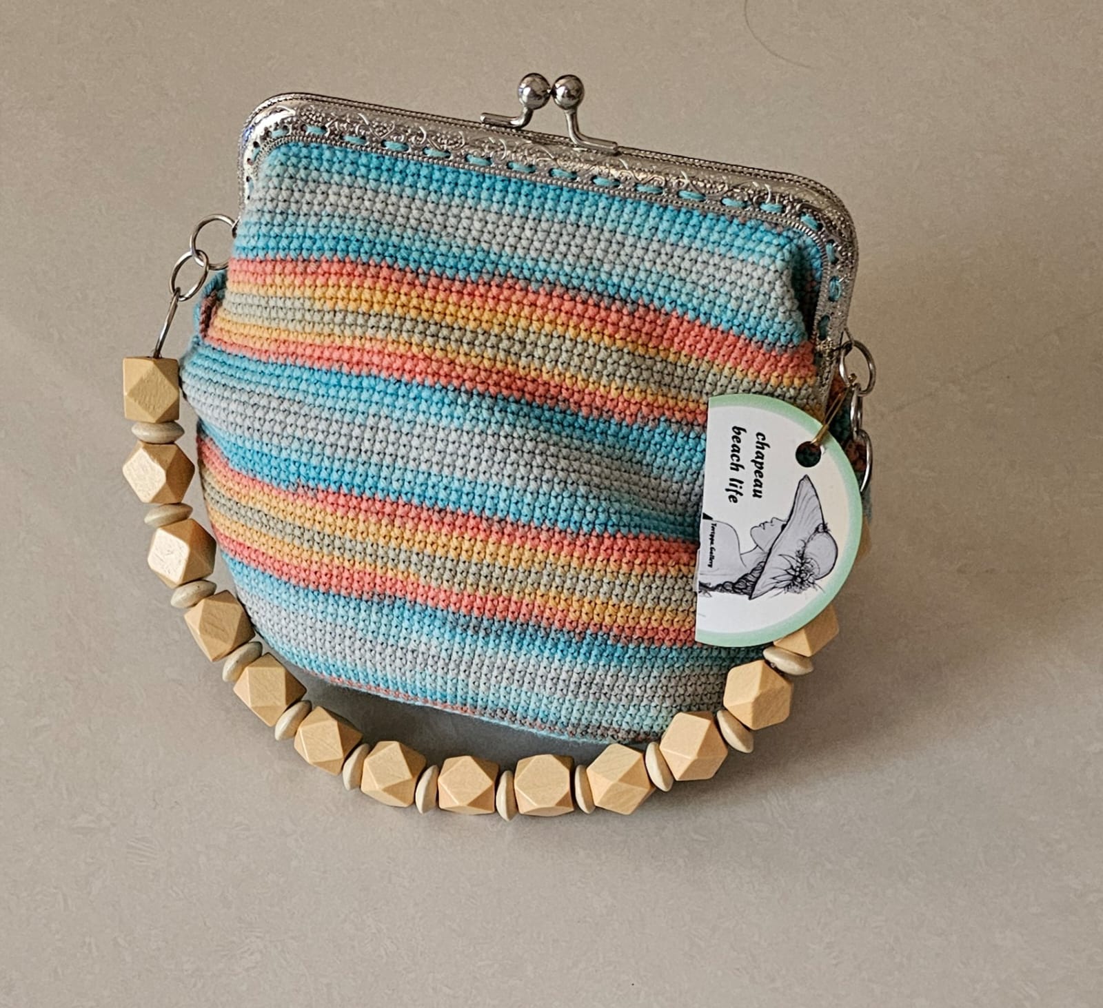 Multi color crochet hand bag