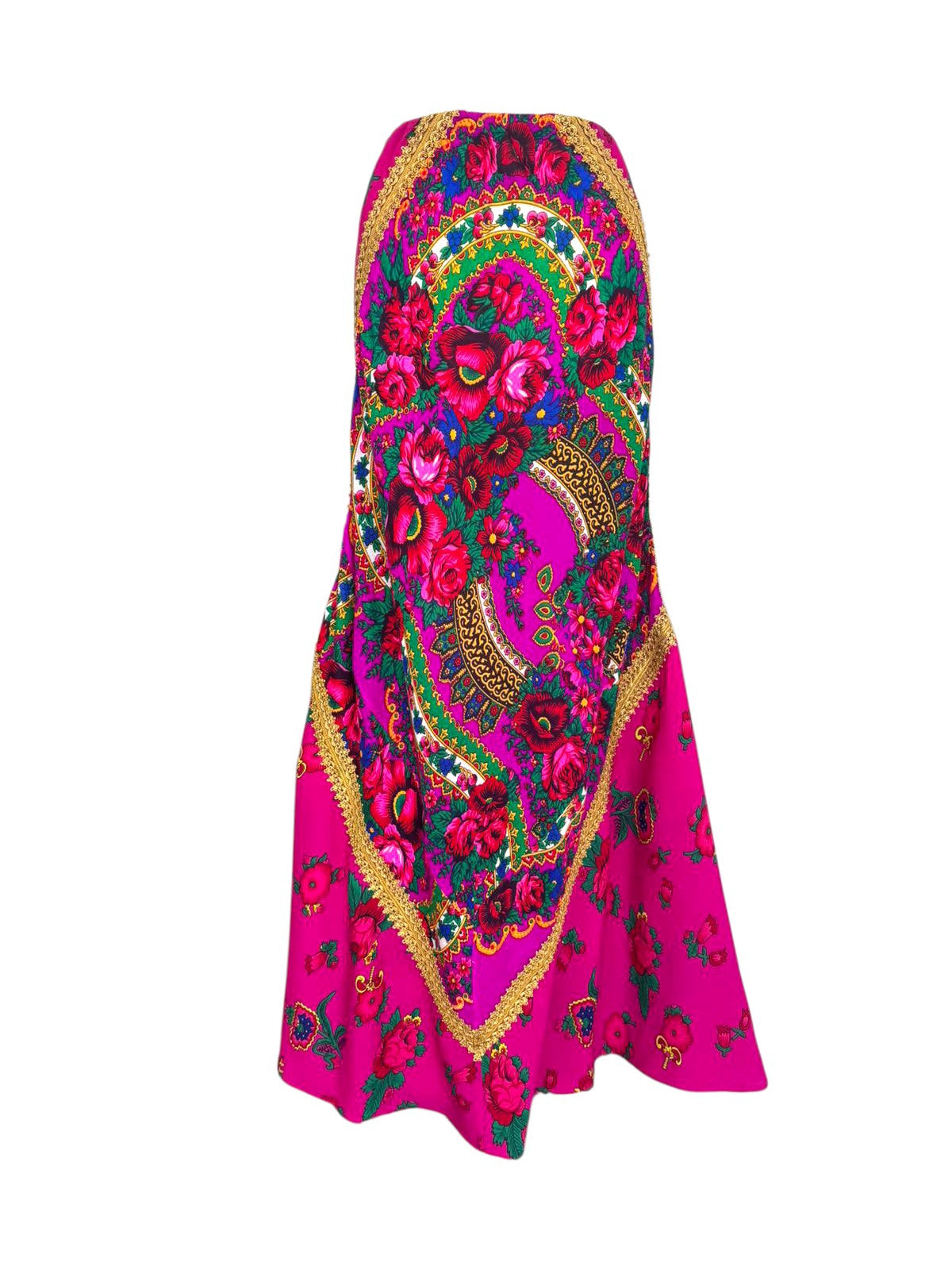 UPCYCLED FLOWERY SCARF MAXI PINK SKIRT