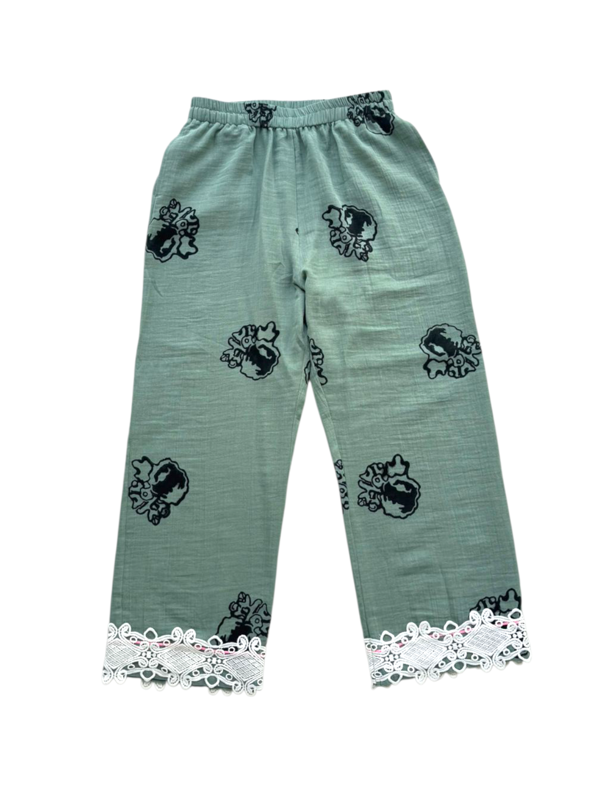 SHALKY HAND BLOCK PRINTED GREEN SHIRT AND PANTS SET (ADULT)