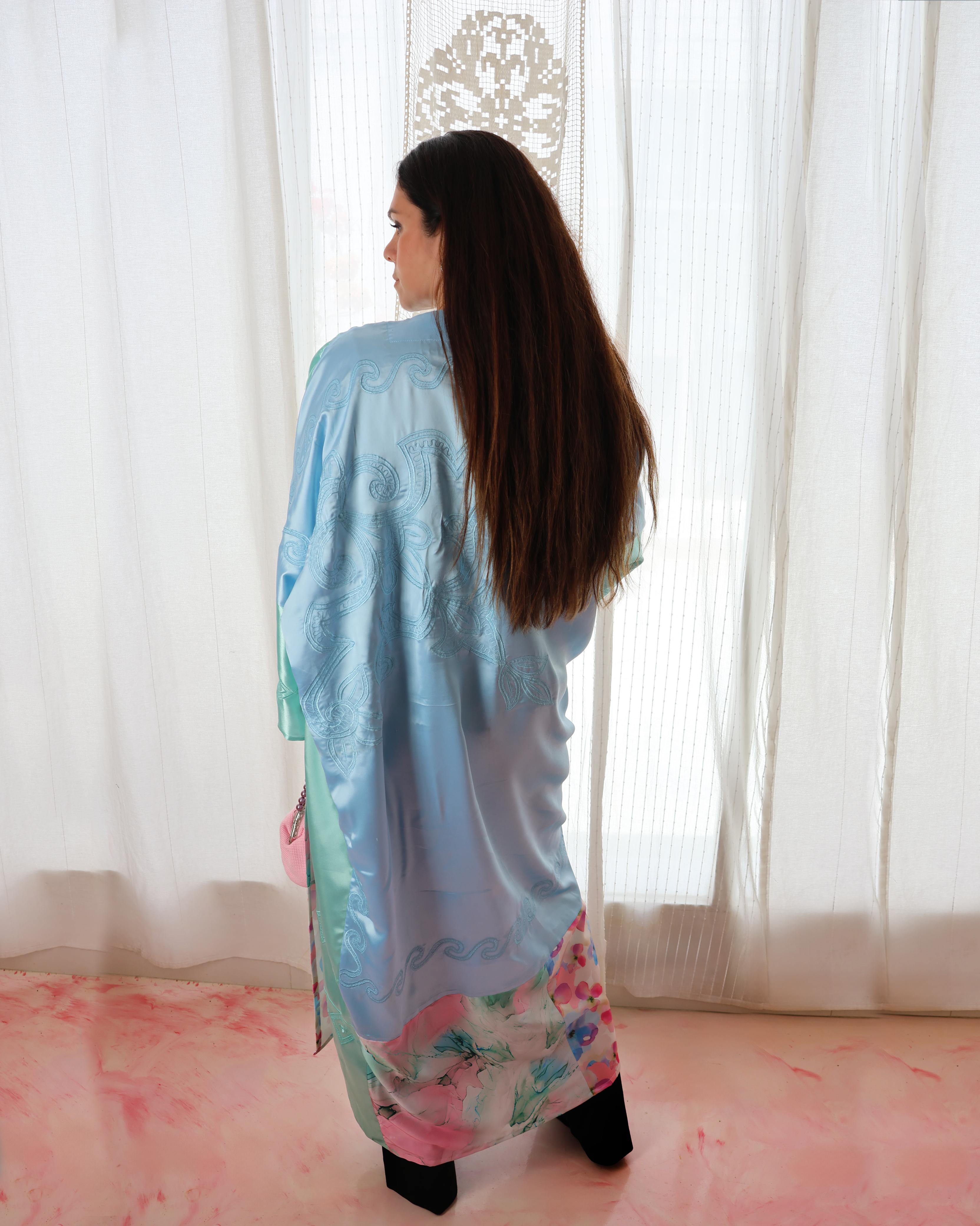Silk multi color abaya