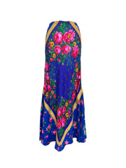 UPCYCLED FLOWERY SCARF MAXI BLUE SKIRT