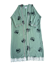 SHALKY HAND BLOCK PRINTED GREEN ABAYA