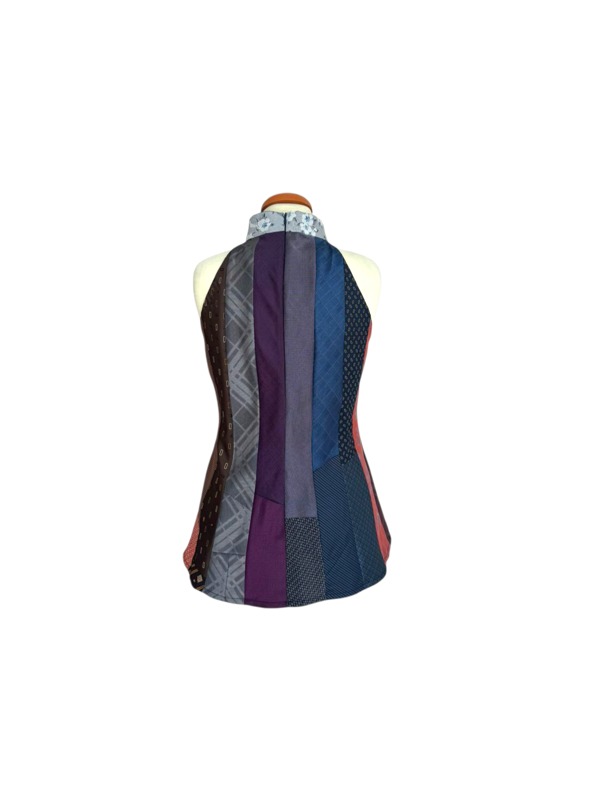 UPCYCLED TIE HALTER NECK TOP