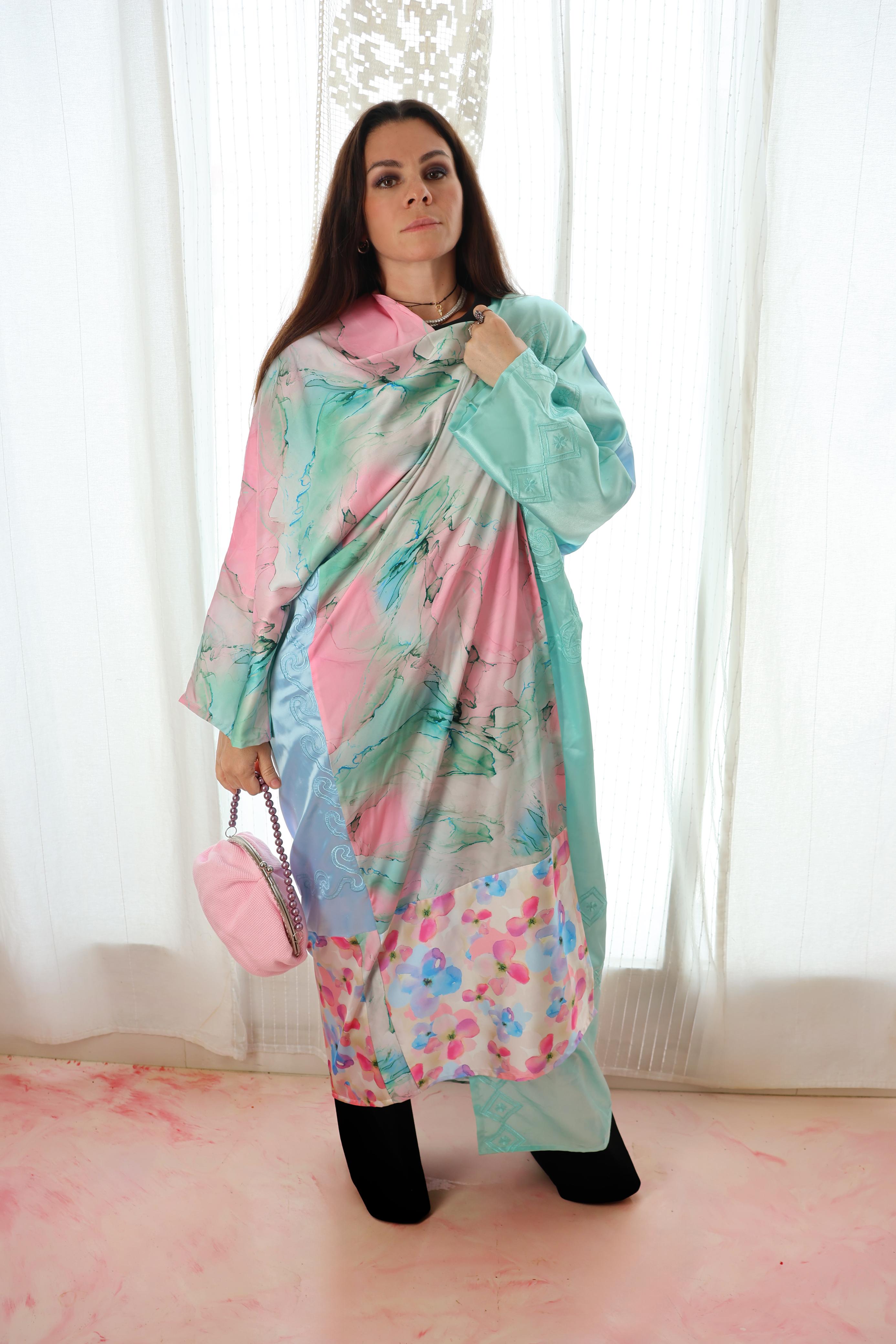 Silk multi color abaya