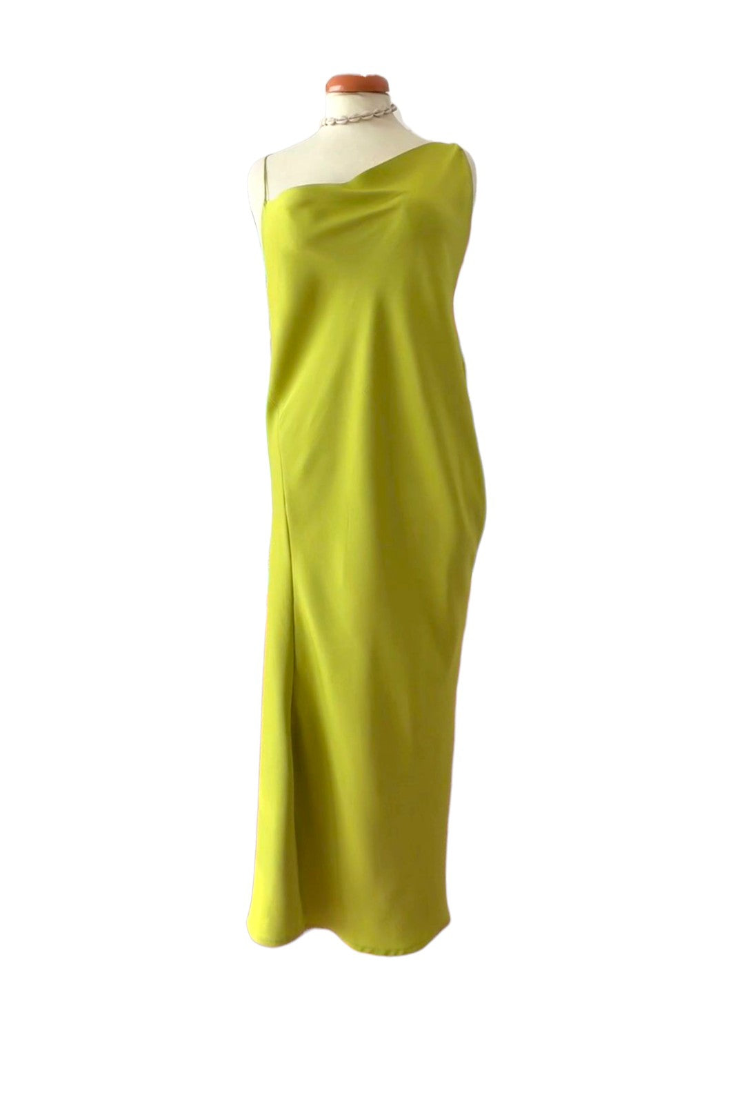 Neon green slip dress