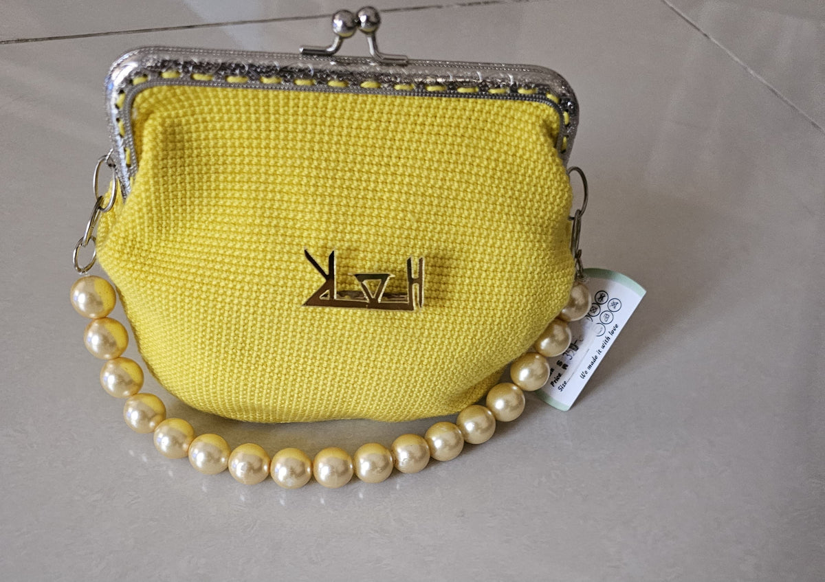Yellow Crochet hand bag