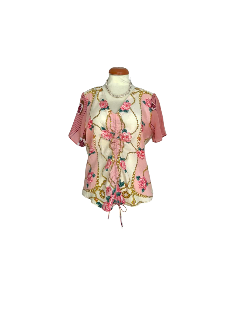 Upcycled silk scarf top( adjustable front)