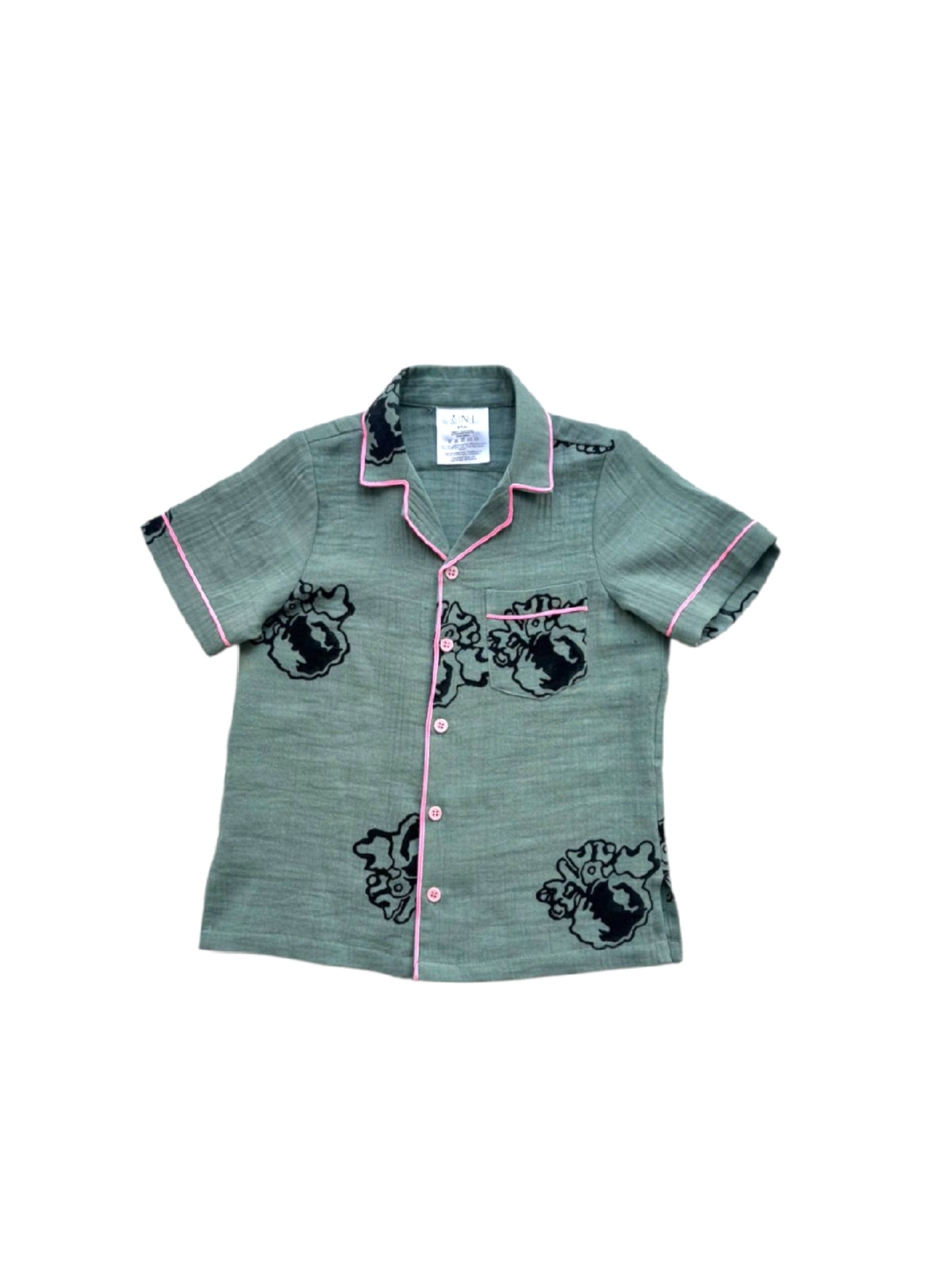 SHALKY HAND BLOCK PRINTED GREEN SHIRT AND PANTS SET (2-5 YEARS OLD)