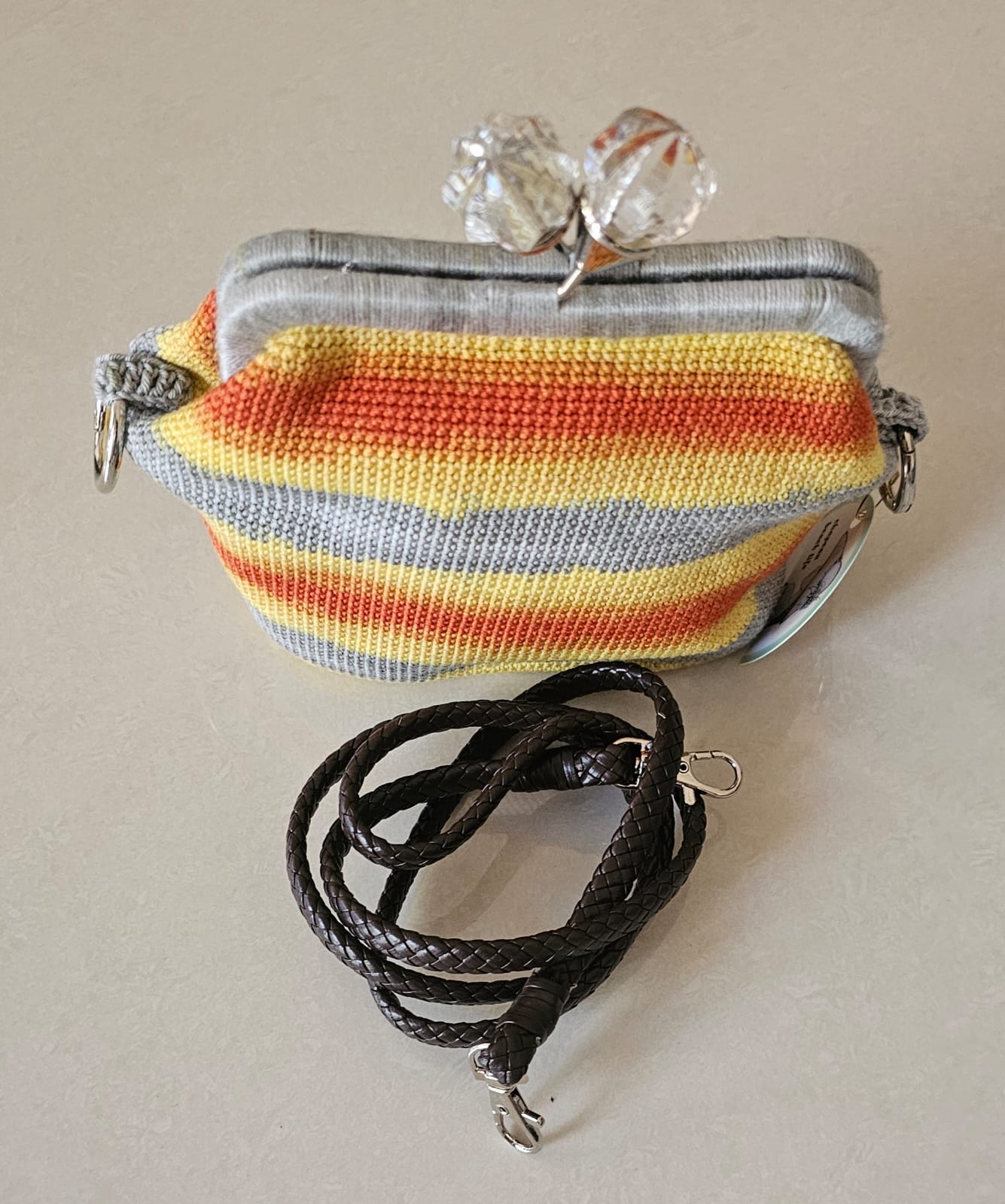 Multi color crochet hand bag