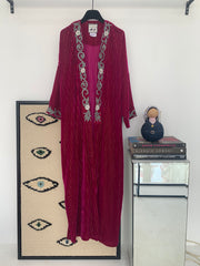 Syriana pink abaya silver embroidery with white flowers
