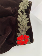 Syriana brown top gold embroidery with red flowers