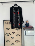 Syriana black jacket silver embroidery with red flowers