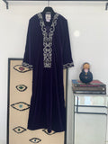 Syriana purple kaftan silver embroidery with black flowers