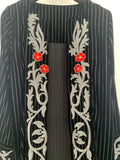Syriana black jacket silver embroidery with red flowers
