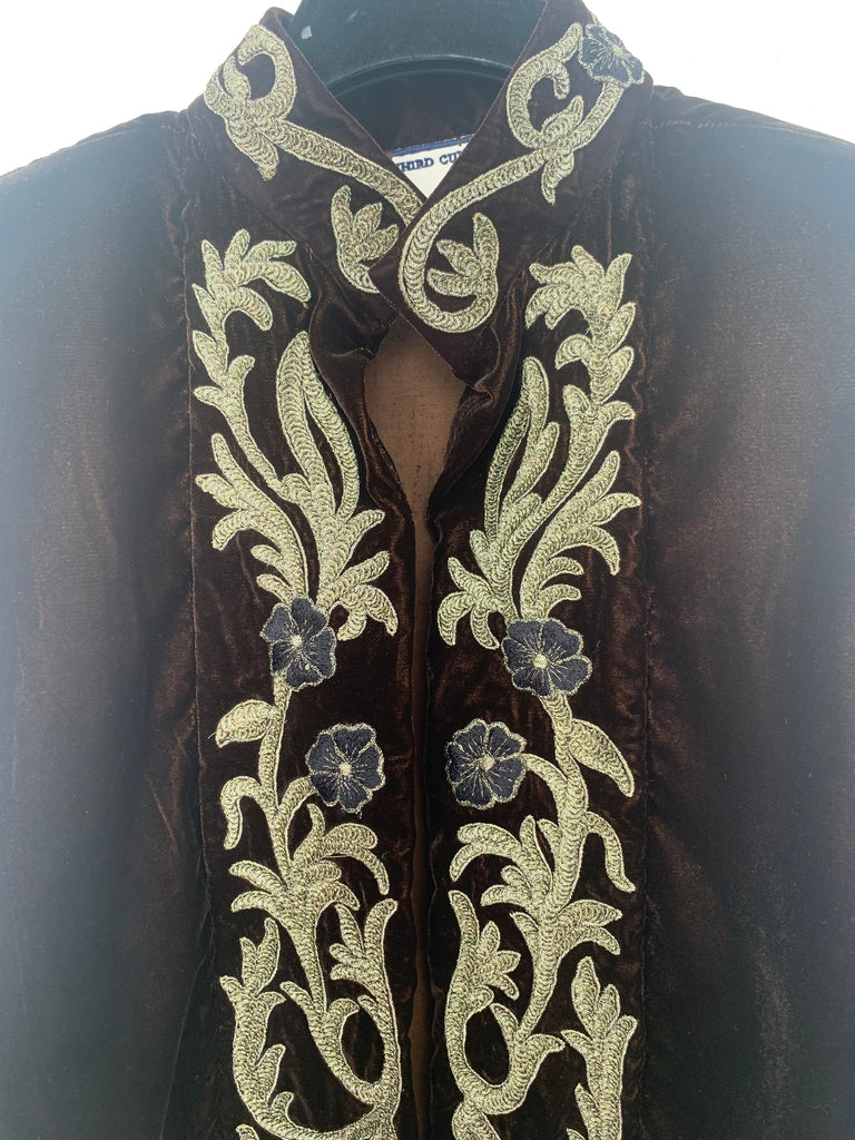 Syriana Brown jacket gold embroidery with black flowers